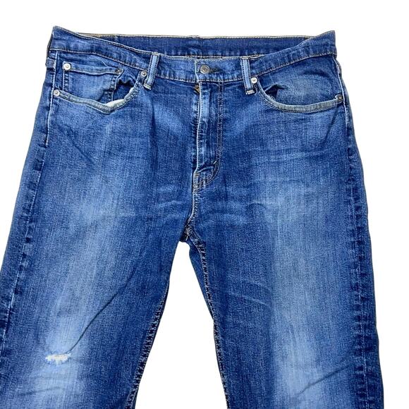 Levis 514 Jeans Men 36x30 Dark Blue Denim Wash Loose Straight Mid Rise Used - Picture 3 of 11